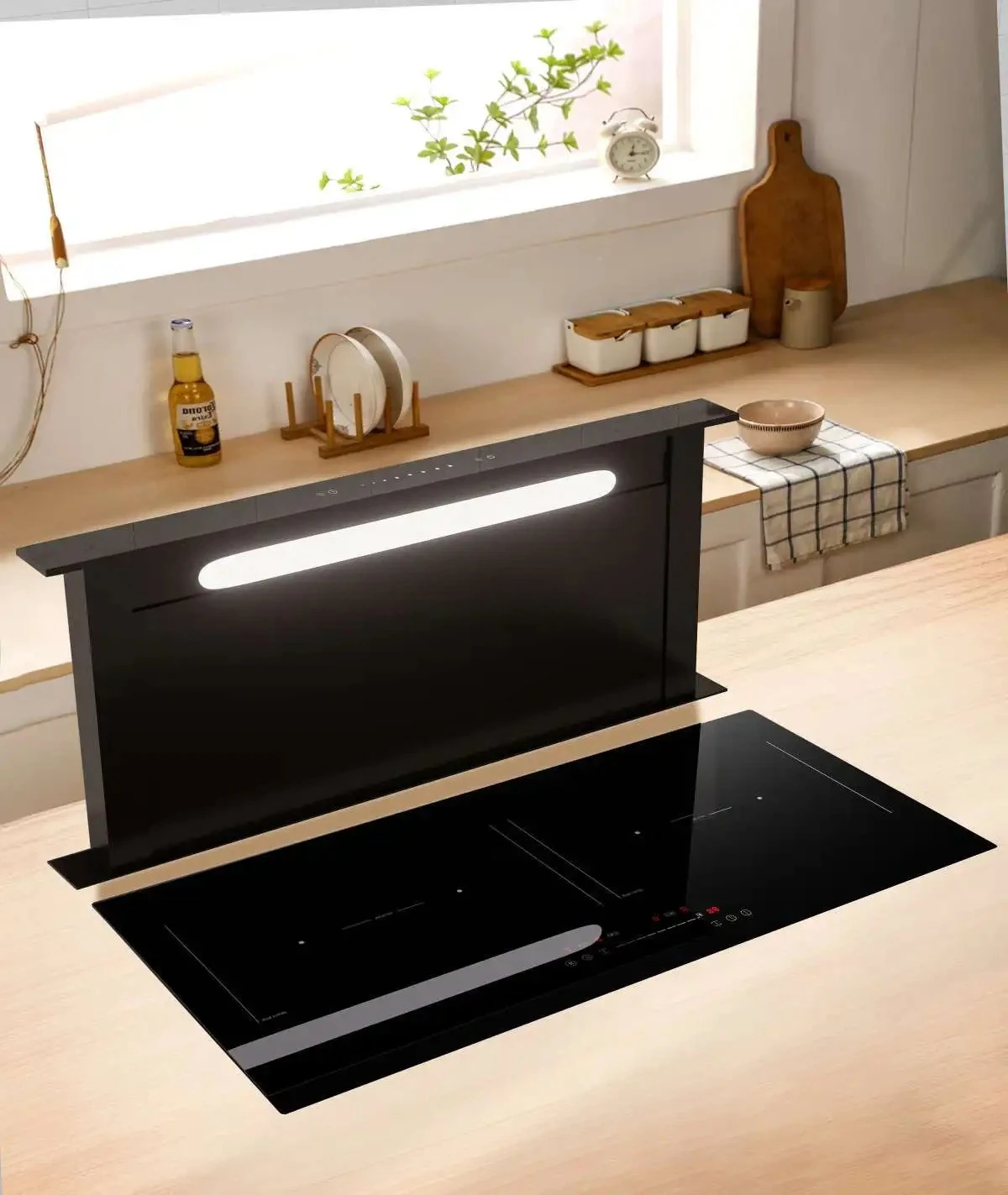 Commercial Kitchen Hood Installation - 90cm Ultraflache Ausziehbare Downdraft-Dunstabzugshaube Automatisch Hebende