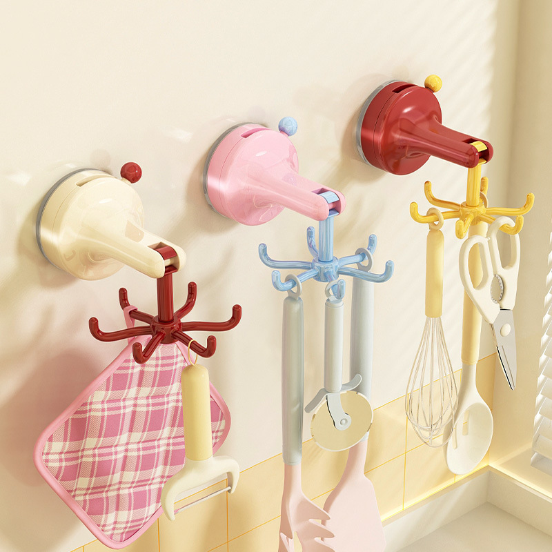 Commercial Kitchen Rack - Saugnapf-Drehhaken für die Küche, bohrfreier Schrankutensilienhalter,