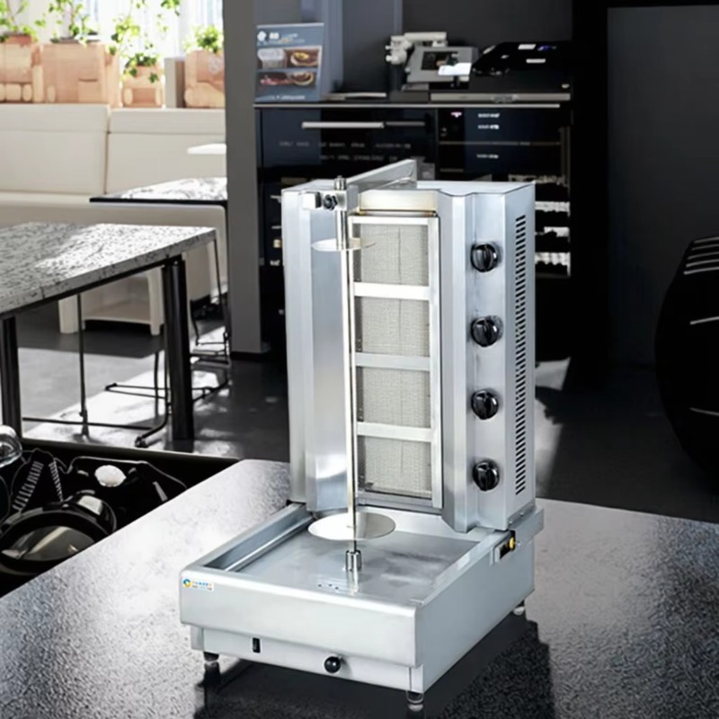 Kebab Shawarma Machine - 4-Brenner Shawarma-Maschine Döner-Kebab-Grill Kommerzieller Vertikaler Fleisch-Rotisserie-Grill