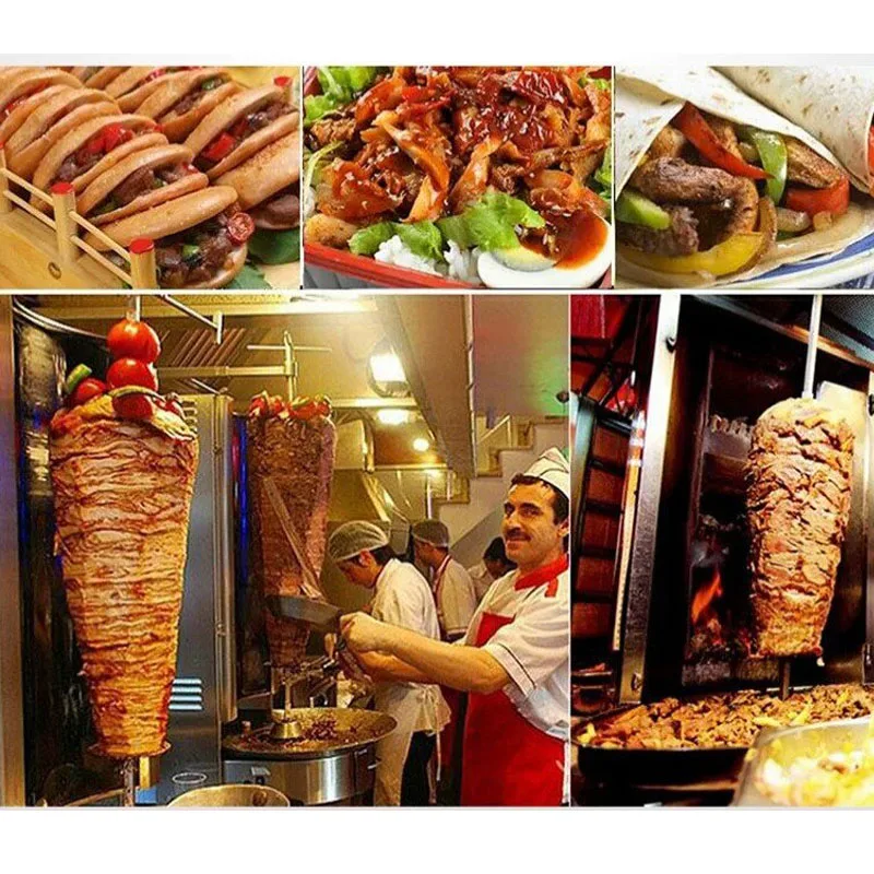 Kebab Shawarma Machine - Gasbetriebene Vertikale Rotierende Döner-Kebab-Maschine aus Edelstahl,